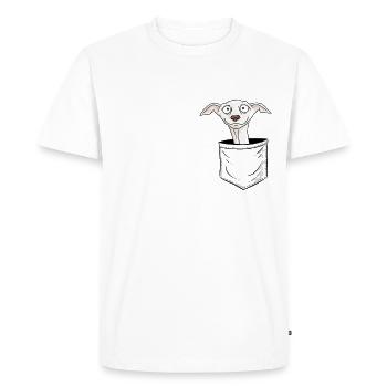 Funny Greyhound | Sweet Dog In Bag Gift - Men's Premium Organic T-Shirt - white - Front - Nico (187cm)