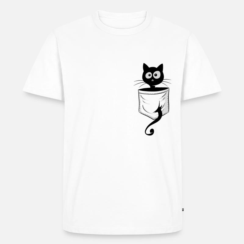 Schwarze Katze Comic Kitty Kätzchen In Tasche - Männer Premium Bio T-Shirt - Weiß