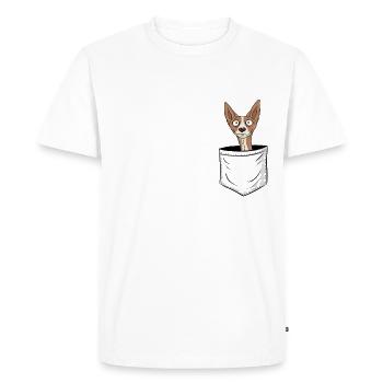 Podenco drôle de chien de chien de pharaon dans le sac - T-shirt Premium bio Homme - blanc - Devant - Nico (187cm)
