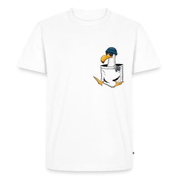 Hipster Mouette avec lunettes de soleil Dans votre poche - T-shirt Premium bio Homme - blanc - Devant - Nico (187cm)