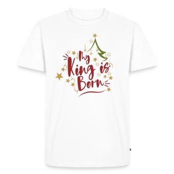 Mon roi est né. Mon roi est né. Noël - T-shirt Premium bio Homme - blanc - Devant - Nico (187cm)
