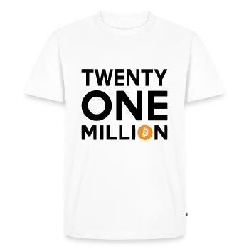 Bitcoin Vingt et un millions - T-shirt Premium bio Homme - blanc - Devant - Nico (187cm)