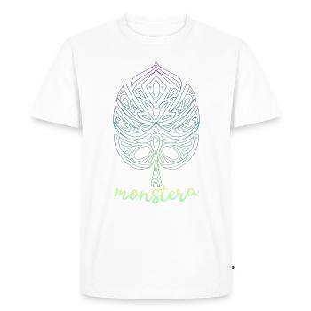 Monstera Yoga Meditation Monstera Leaf - Men's Premium Organic T-Shirt - white - Front - Nico (187cm)