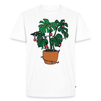Christmas Monstera avec guirlande lumineuse Arbre - T-shirt Premium bio Homme - blanc - Devant - Nico (187cm)