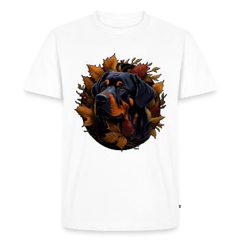 Chien rottweiler dans les feuilles d’automne d’automne - T-shirt Premium bio Homme - blanc - Devant - Nico (187cm)