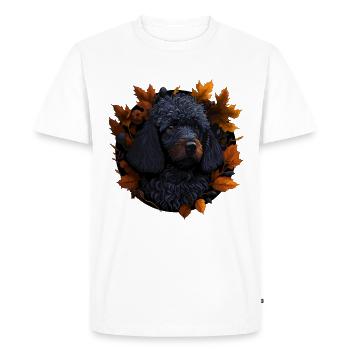 Caniche Chien en automne Feuilles d’automne - T-shirt Premium bio Homme - blanc - Devant - Nico (187cm)