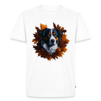Chien de berger australien dans les feuilles d’automne - T-shirt Premium bio Homme - blanc - Devant - Nico (187cm)