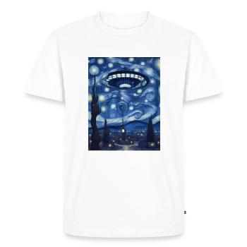 UFO Art Funny and Creative Uap UFO - Men's Premium Organic T-Shirt - white - Front - Nico (187cm)