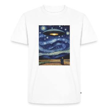 UFO Art Funny and Creative Uap UFO - Men's Premium Organic T-Shirt - white - Front - Nico (187cm)