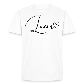 Lucia Nom de famille Prénom Fille - T-shirt Premium bio Homme - blanc - Devant - Nico (187cm)