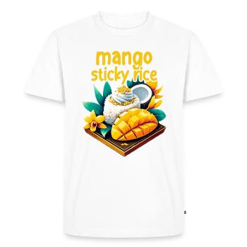 Riz gluant à la mangue sucrée Nourriture thaïlandaise - T-shirt Premium bio Homme - blanc - Devant - Nico (187cm)