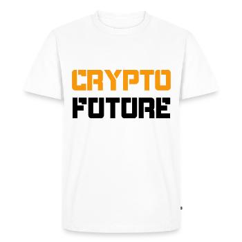 CRYPTO FUTURE Cryptomonnaies Blockchain - T-shirt Premium bio Homme - blanc - Devant - Nico (187cm)