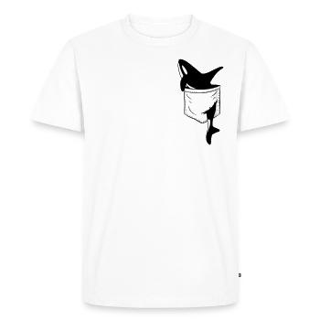 Tueur décontracté Orca Drôle dans ta poche - T-shirt Premium bio Homme - blanc - Devant - Nico (187cm)