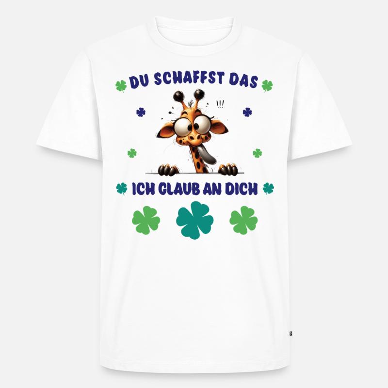 Du schaffst das! Glücksbringer Crazy Giraffe - Männer Premium Bio T-Shirt - Weiß