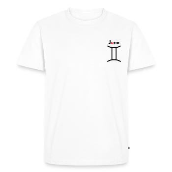 Mois avec son signe Astrologique Juin/Gémeaux - T-shirt Premium bio Homme - blanc - Devant - Nico (187cm)