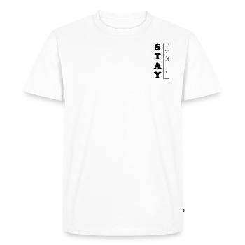 Restez positif! - T-shirt Premium bio Homme - blanc - Devant - Nico (187cm)