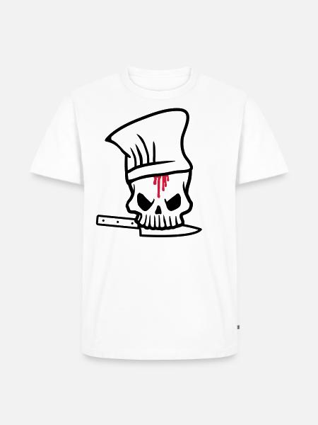 Chef Skull - Männer Premium Bio T-Shirt - Weiß