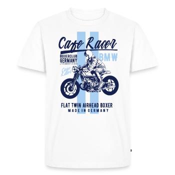 Cafe Racer Flat Twin Airhead Boxer Caferacer - T-shirt Premium bio Homme - blanc - Devant - Nico (187cm)