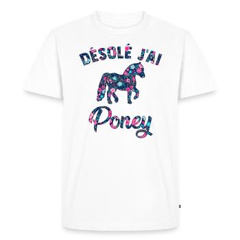 désolé j'ai poney - T-shirt Premium bio Homme - blanc - Devant - Nico (187cm)