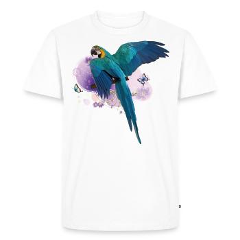 Ara bleu et jaune - T-shirt Premium bio Homme - blanc - Devant - Nico (187cm)