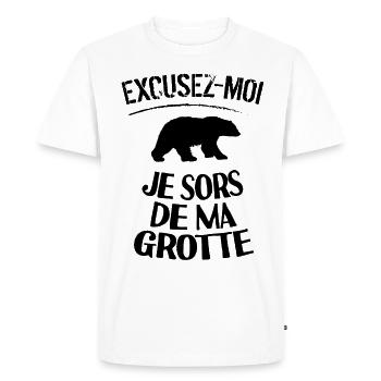 humour ours confiné - T-shirt Premium bio Homme - blanc - Devant - Nico (187cm)
