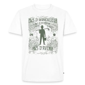 Pas d’agriculteur pas de nourriture pas d’avenir - T-shirt Premium bio Homme - blanc - Devant - Nico (187cm)