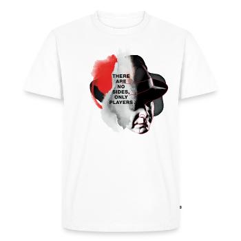 portrait "there are no sides, only players" - Men's Premium Organic T-Shirt - white - Front - Nico (187cm)