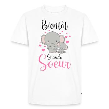 Enfant, Future Grande Soeur Bientôt Grande Soeur - T-shirt Premium bio Homme - blanc - Devant - Nico (187cm)