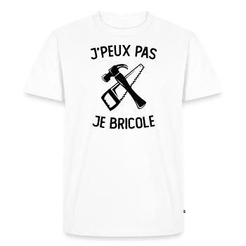 J'peux Pas Je Bricole Artisan Bricoleur - T-shirt Premium bio Homme - blanc - Devant - Nico (187cm)