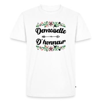 Demoiselle D Honneur Cadeau EVJF Femme Humour Fleu - T-shirt Premium bio Homme - blanc - Devant - Nico (187cm)