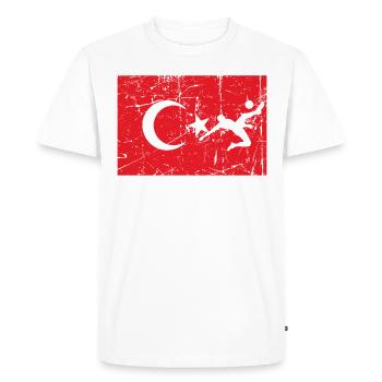 Turkey Turkish Flag - Football - Men's Premium Organic T-Shirt - white - Front - Nico (187cm)