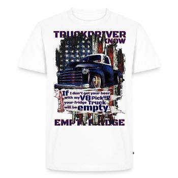 V8 Camion American Flag Beer Transporter - T-shirt Premium bio Homme - blanc - Devant - Nico (187cm)