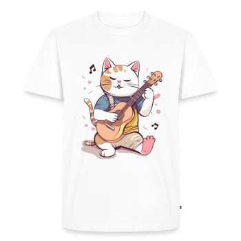 Chat mignon avec guitare - T-shirt Premium bio Homme - blanc - Devant - Nico (187cm)