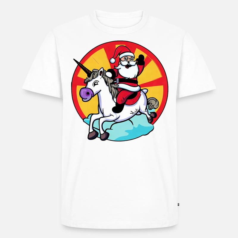 Einhorn Weihnachtsmann - Männer Premium Bio T-Shirt - Weiß