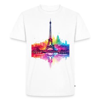 Paris, France, Ville, Skyline, Tour Eiffel, Art - T-shirt Premium bio Homme - blanc - Devant - Nico (187cm)