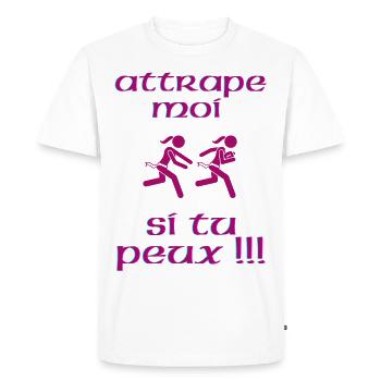 Attrape moi si tu peux rugby feminin cadeau - T-shirt Premium bio Homme - blanc - Devant - Nico (187cm)