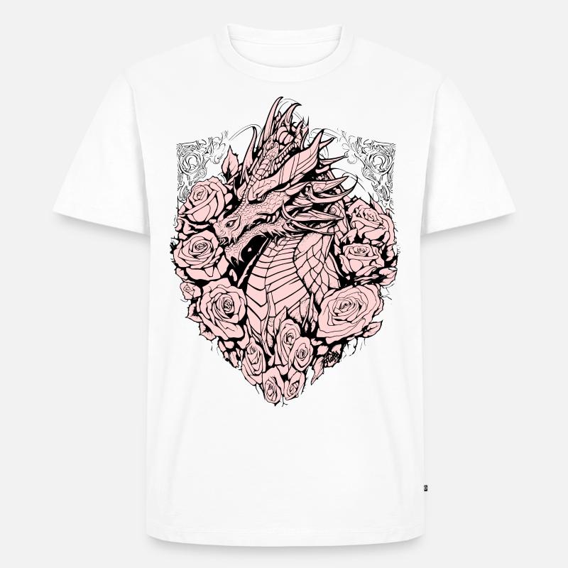 Drache im Schild - Männer Premium Bio T-Shirt - Weiß
