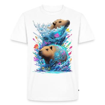 Deux Capybaras - T-shirt Premium bio Homme - blanc - Devant - Nico (187cm)
