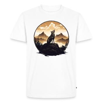 La solitude du loup : l’aube de la montagne - T-shirt Premium bio Homme - blanc - Devant - Nico (187cm)
