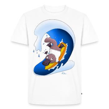 Surfing platypus - Men's Premium Organic T-Shirt - white - Front - Nico (187cm)