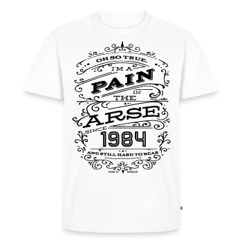 Hillarious Funny Birthday Shirt 1984 Black Edition - Men's Premium Organic T-Shirt - white - Front - Nico (187cm)