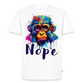 Singe - Non - Non - Je m’en fiche - T-shirt Premium bio Homme - blanc - Devant - Nico (187cm)