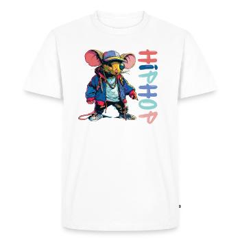 Hip-Hop Street Style Mouse Urban Fashion Graphic - Men's Premium Organic T-Shirt - white - Front - Nico (187cm)