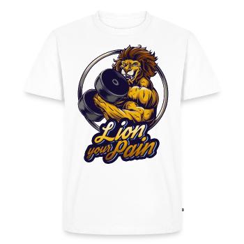 Bodybuilder muscle lion mentir votre douleur en disant - T-shirt Premium bio Homme - blanc - Devant - Nico (187cm)