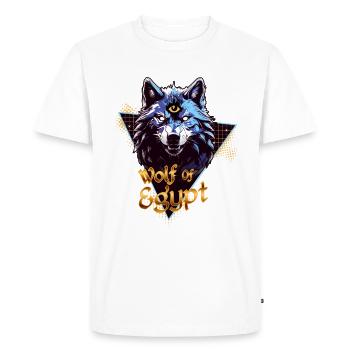 Le Loup d'Égypte à l'Œil d'Horus - T-shirt Premium bio Homme - blanc - Devant - Nico (187cm)