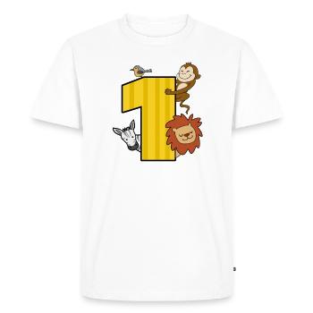 Premier anniversaire - T-shirt Premium bio Homme - blanc - Devant - Nico (187cm)