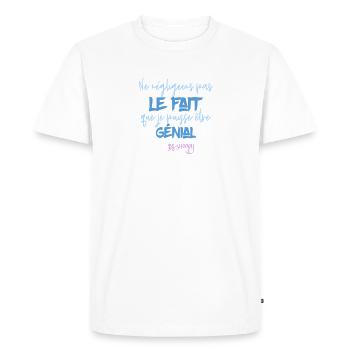 Inspiration, motivation : Je suis génial - T-shirt Premium bio Homme - blanc - Devant - Nico (187cm)