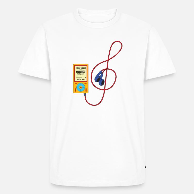 MP3 Player + Kopfhörer - Männer Premium Bio T-Shirt - Weiß