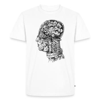 Steampunk Head CrossSection Engrenages Mécaniques Buste - T-shirt Premium bio Homme - blanc - Devant - Nico (187cm)