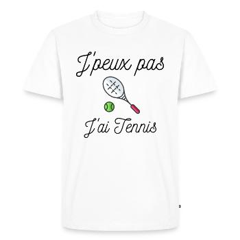T Shirt je peux pas j'ai tennis - T-shirt Premium bio Homme - blanc - Devant - Nico (187cm)